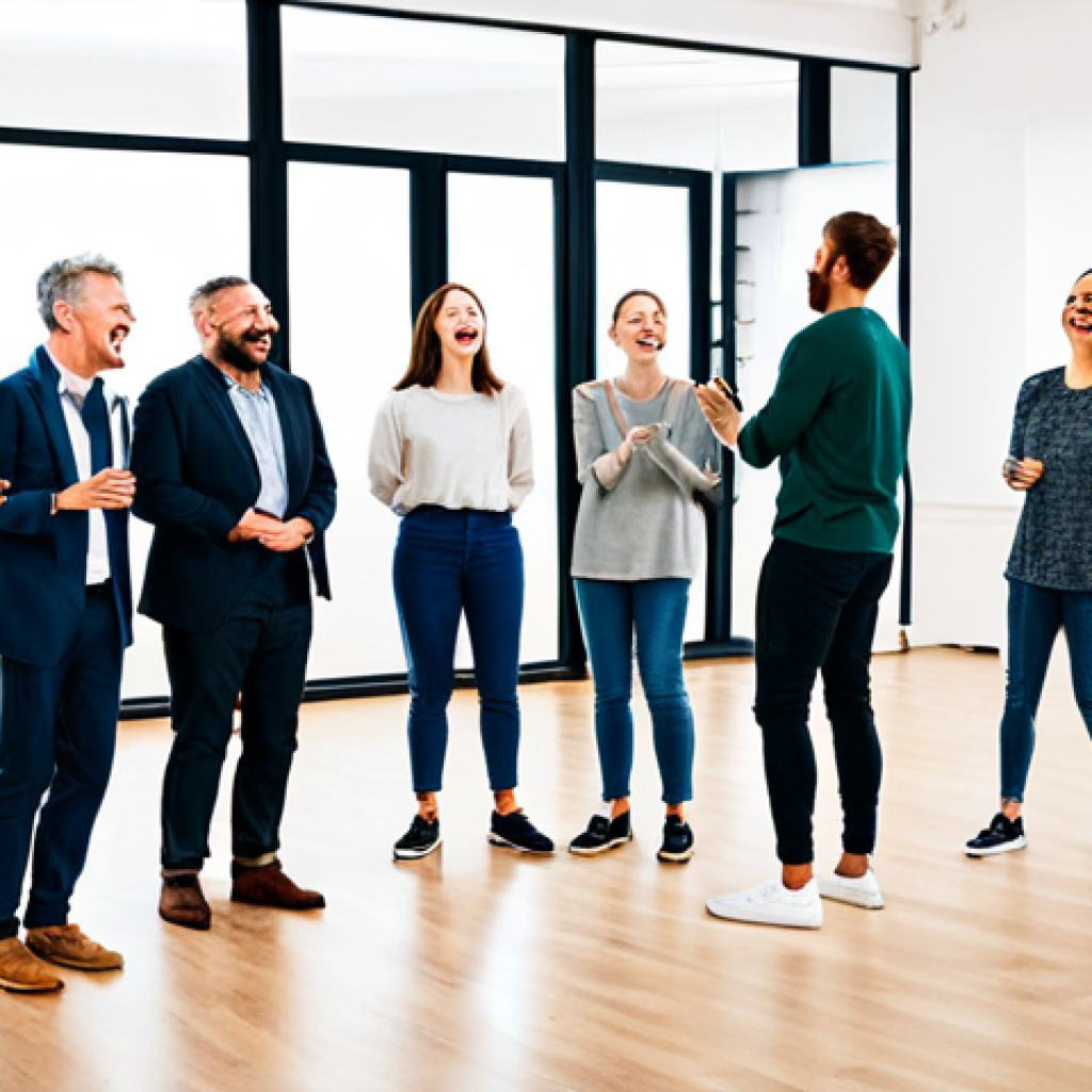 연극배우와 연기 학원 추천 - Improvisation Workshop Scene**

"A diverse group of people participating in a lively improvisation w...