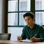 연극배우의 콜드리딩 연습 - **Prompt 1: The Initial Encounter with the Script**
    "A young, diverse actor, approximately 20-30...