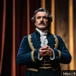 Home 19 연극배우의 장르별 연기 도전 - A highly detailed theatrical scene portraying an actor embodying intense drama: a middle-aged French...