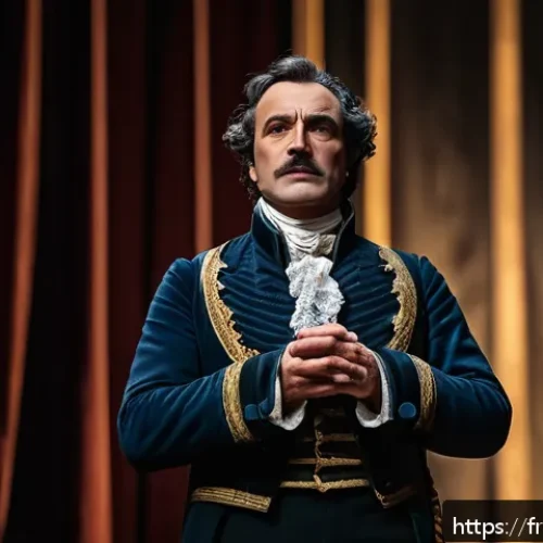 Home 31 연극배우의 장르별 연기 도전 - A highly detailed theatrical scene portraying an actor embodying intense drama: a middle-aged French...